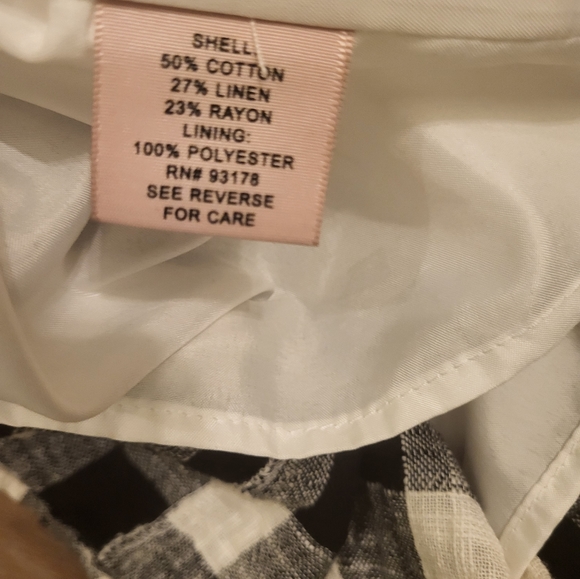 Anthropologie Philosophy Black & White Plaid Mini Linen Blend Dress Medium - Picture 9 of 10